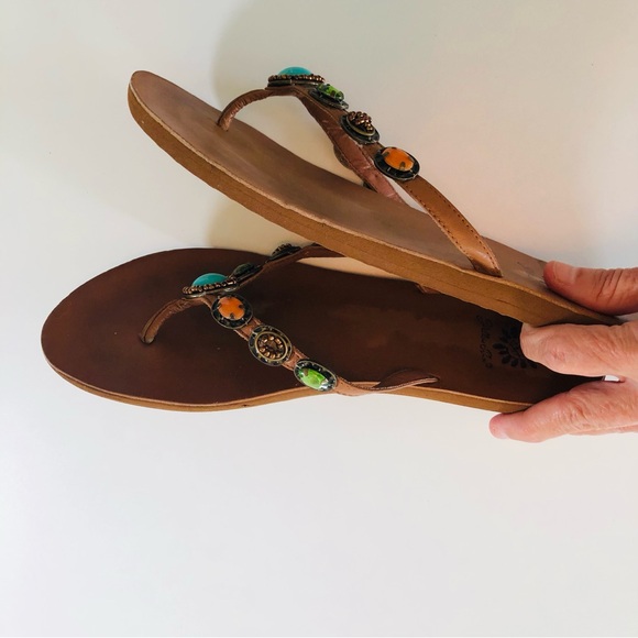 Yellow Box Flip Flops Thongs Sandals with Multiple gemstones & beads Women’s 7.5 - Picture 13 of 17